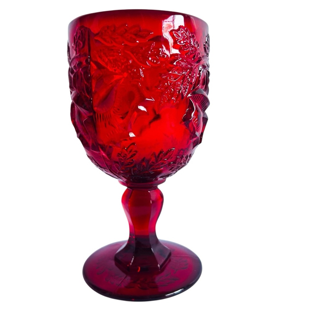 Madonna Inn Wild Rose Ruby Red Goblet Drinking Glass